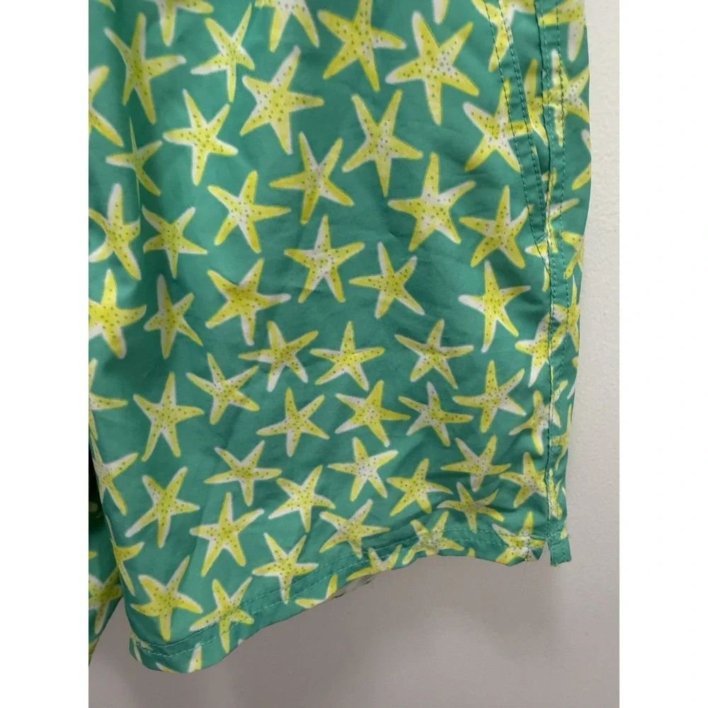 J.Crew‎ Flex Swim Trunks Men's Size S Green Starfish Print Mesh Lined j crew